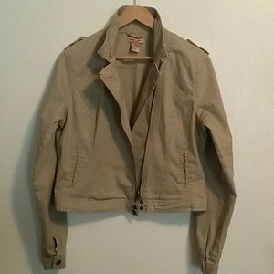 Body Central Tan Cargo Zipper Jacket Large
